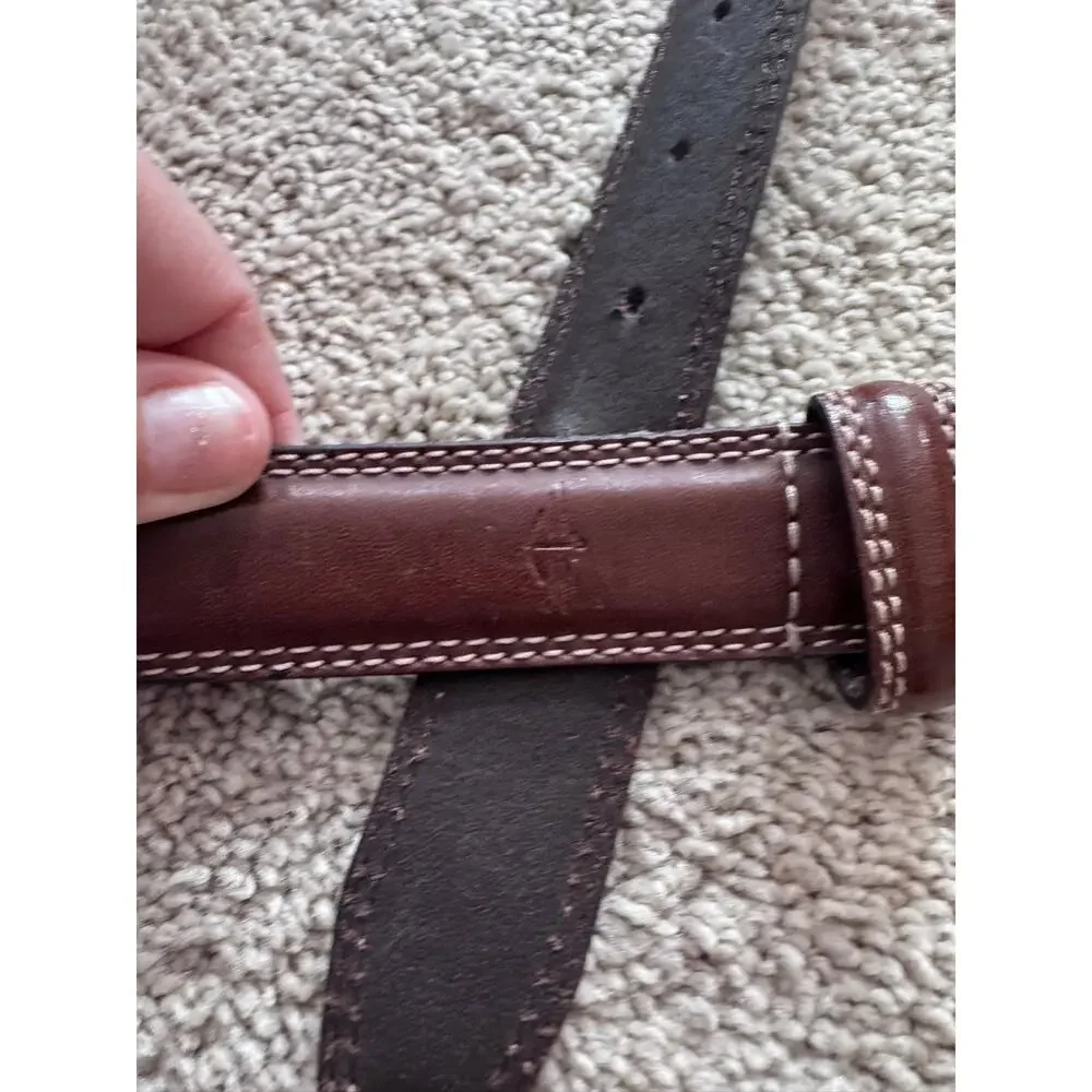 Dockers Brown Leather Belt Men's Waist Size 36 w/ Silver Hardware